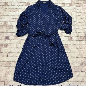 Express medium anchor printed button up ribbon tie dress